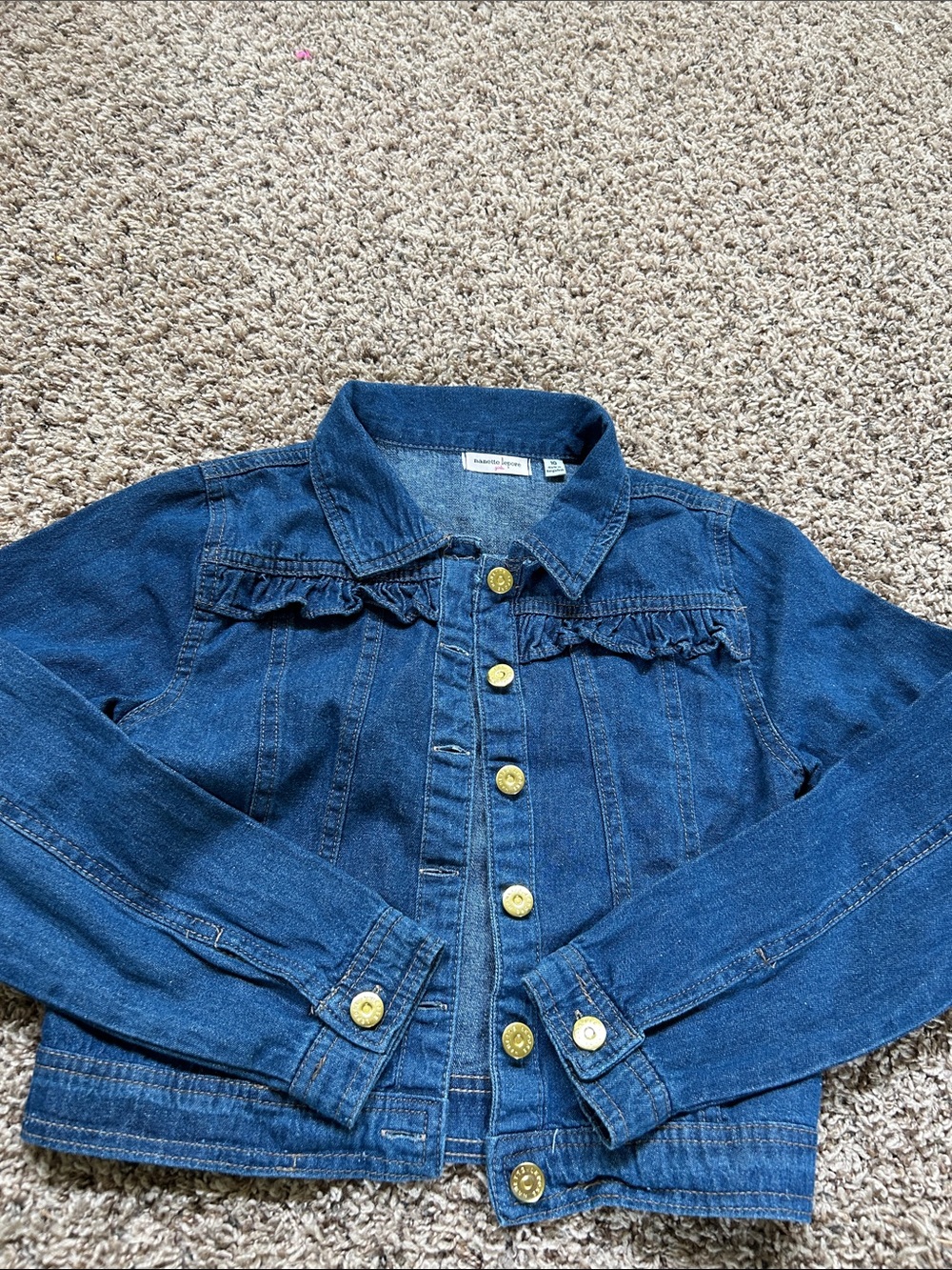 Nanette Lepore Dark Blue Denim Jacket with Ruffle Trim